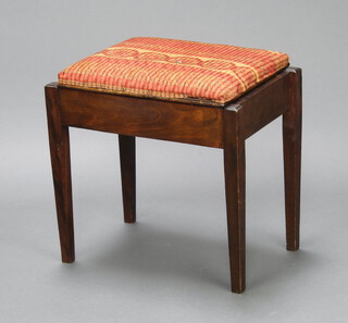 A beech framed box seat piano stool with hinged lid 48cm x 49cm x 35cm 