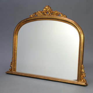 A Victorian style over mantel mirror contained in a gilt frame 92cm x 122cm x 7cm 