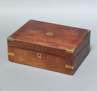 A Victorian rosewood and brass banded writing slope with hinged lid 11cm h x 30cm w x 22cm d (veneers cracked in places, interior is missing) 