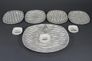 A Midwinter Zambesi serving platter 35cm, 4 plates 19.5cm and 4 other items  