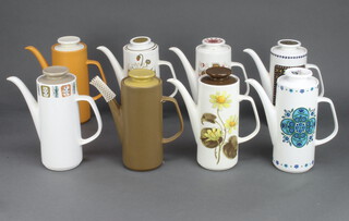 A J & G Meakin mid-Century coffee pot with stylised flowers 24cm, 7 others