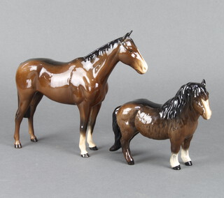 A Beswick figure of a race horse 22cm (stuck ear), A Royal Doulton figure of a Shetland Pony 13cm 