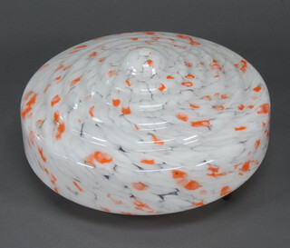 An Art Deco orange and white glass shade