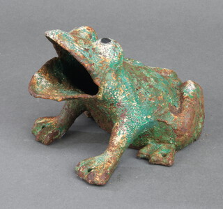 A 19th Century iron figure of a seated toad 10cm x 15cm x 13cm (possibly removed from a Toad in the Hole game 