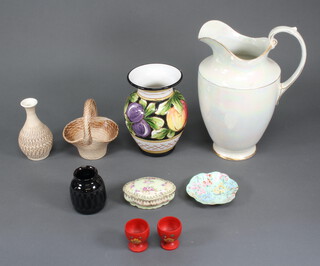 A Dixonian Ware lustre washstand  jug and minor decorative china 