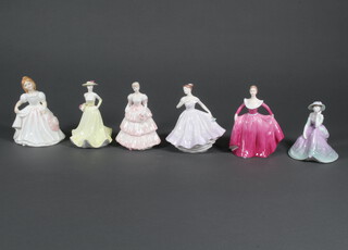 Three Coalport figures - Kerry 11cm, Cassie, Joanne, Fascination and Queen Charlotte's Ball, together with a Royal Doulton figure Amanda HN2996 12cm 