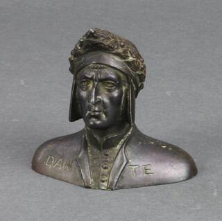 A bronzed bust of Dante 8cm 