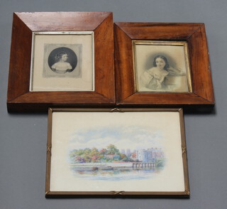 W C Rofs engraving, "The Morn of Life" 19cm x 14cm, a ditto of a lady and an Edwardian watercolour study of York unsigned 22cm x 30cm 