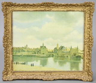 Vermeire, print, Dutch landscape with figures, 41cm x 50cm, Gainsborough print portrait of a lady 20cm x 17cm  