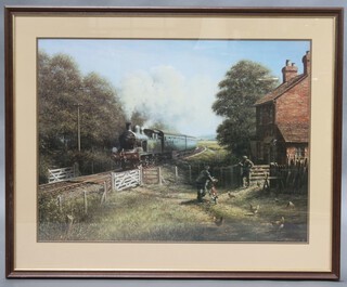 Don Breckon, a coloured print of a Southern Railways locomotive in steam 55cm x 75cm 