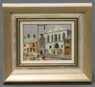 Susan French, oil on board "Welsh Chapel" 9cm x 13cm 