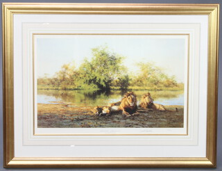 David Shepherd 1929-2005, print "African Evening, Zambezi Waterhole" signed in pencil no. 152 of 950, 41cm x 63cm 