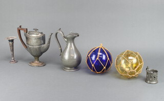 A pewter jug and minor metalware 