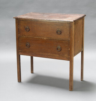 A 1930's oak chest of 3 long drawers with ring drop handles 81cm h x 76cm w x 43cm d 