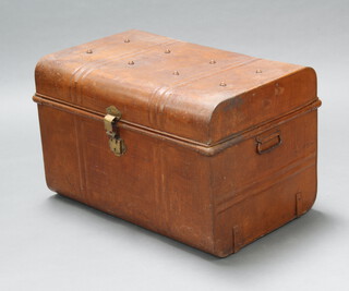 A 19th Century pressed metal tin trunk 48cm h x 78cm w x 50cm d 
