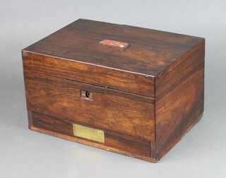 A Victorian rectangular rosewood trinket box with hinged lid, base fitted a drawer 17cm x 28cm x 20cm 