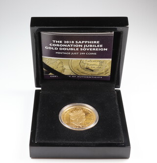 The 2018 Sapphire Coronation Jubilee gold double sovereign, boxed and with certificate 