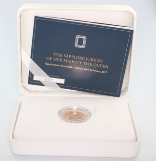 A Sapphire Jubilee of Her Majesty The Queen sovereign 2017, boxed and with certificate 