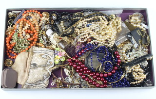 A quantity of vintage and other costume jewellery including a metal Stanhope