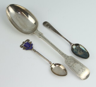 A Victorian silver serving spoon and 2 other spoons 120 grams 
