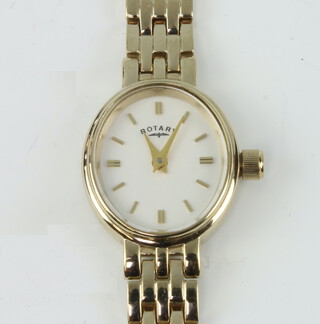 A ladies gilt cased Rotary wristwatch on a gilt bracelet with box 
