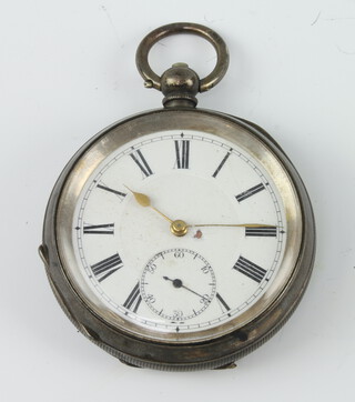 A Continental silver keywind pocket watch with seconds at 6 o'clock, contained in a 5cm case 
