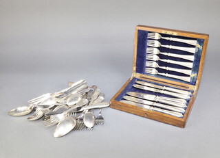 A canteen of plated fish eaters for six, minor plated cutlery