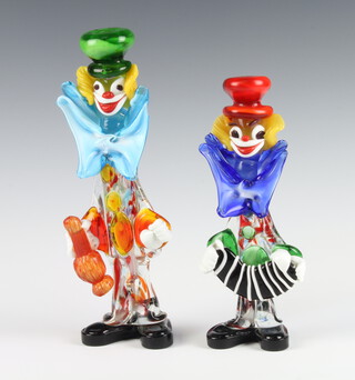 Two Murano glass clowns 26cm and 30cm 