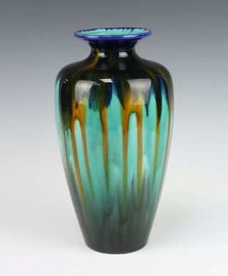 A Studio Ceramic vase with slip glaze decoration 30cm 