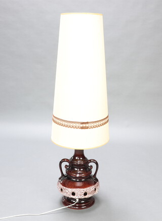 A German lava table lamp with twin handles 44cm 