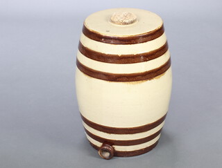 A Victorian stoneware barrel with banded decoration 51cm 