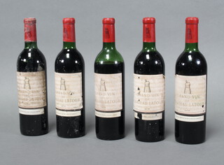 Five bottles of 1970 Grand Vin De Chateau Latour Premier Grand Cru Classe red wine (some light damage to labels, for 4 of the bottles the wine is above the shoulder to the base of the neck, 1 is below the shoulder) labelled Specially shipped by Saccone & Speed Ltd of London W1 