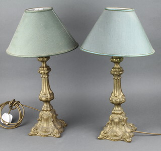 A pair of Rococo style gilt metal table lamps 39cm x 15cm 