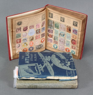 Roland Hillman postage stamp album of used world stamps including GB Victoria, British Empire, Belgium, France, Germany, Spain, Sweden, an Atlas stamp album of various mint world stamps including GB, British Empire United States of America and a Victory stamp album 