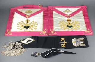 Masonic, two Ancient and Accepted Rites 18th Degree aprons together with a 30th degree sash, collar and collar jewel  
