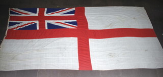 A stitched white Ensign 213cm x 446cm 