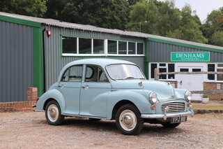 A 1964 Morris Minor 1000 de-luxe (1098cc) four door saloon motor car in Smoke Grey (registration number FPJ 91B).  Built from 14-28 October 1964 and delivered to Wray Park Garage Limited in Reigate, Surrey. The car has had 5 owners from new and 57103 miles on the clock. It comes with extensive history documenting numerous restoration projects, repairs and partial service history and 2 sets of keys. The car is good condition and drives well, as a historic car it is MOT and tax exempt. Buyers Premium on this lot will be charged at 12.5% (15% including VAT)