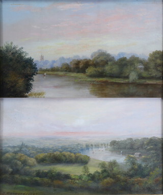 D Marwood 1857, oils on board a pair, Thames views 17cm x 28cm 