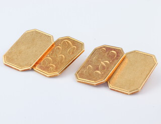 A pair of 18ct yellow gold engraved monogram cufflinks 10.5 grams 