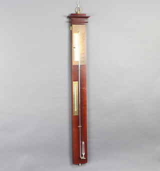 A reproduction 18th Century mercury stick barometer and thermometer marked F.C.C. 97cm h x 15cm w x 4cm d 