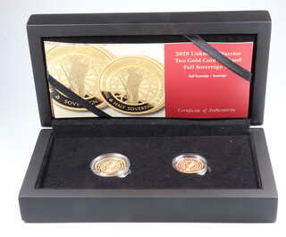 A 2020 Unknown Warrior two gold coin half and full sovereign set, boxed and with certificate 
