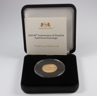 A 2020 80th Anniversary of Dunkirk gold proof sovereign, boxed and with certificate 