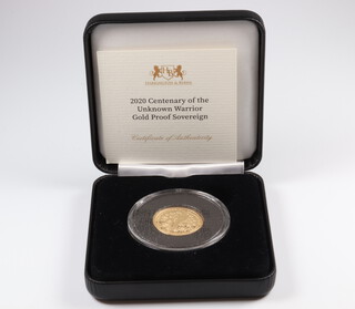 A 2020 Centenary of the Unknown Warrior gold proof sovereign boxed and with certificate 