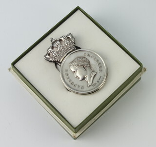 A Christofle silver plated letter clip with a bust of Emperor Napoleon, boxed 