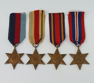 Four Second World War medals - 1939-45 Star, Burma, Pacific and Africa Stars 
