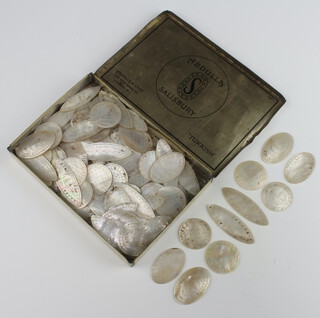 Ninety seven Chinese engraved mother of pearl counters