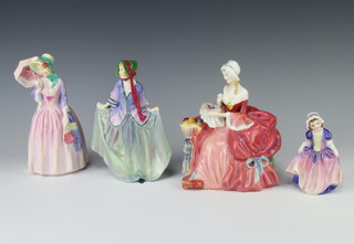 Four Royal Doulton figures - Sweet Anne HN1813, Miss Demure HN1402, Penelope HN1901 and Dinky Doo HN1678 
