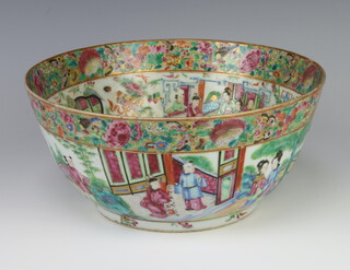 A 19th Century Canton famille rose pattern bowl decorated courtly figures 20cm 