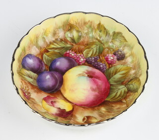 An Aynsley dish decorated with fruits by Jones 13cm 