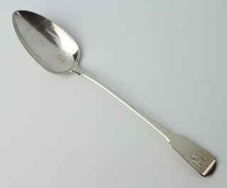 A George III silver basting spoon with engraved monogram London 1815, 98 grams